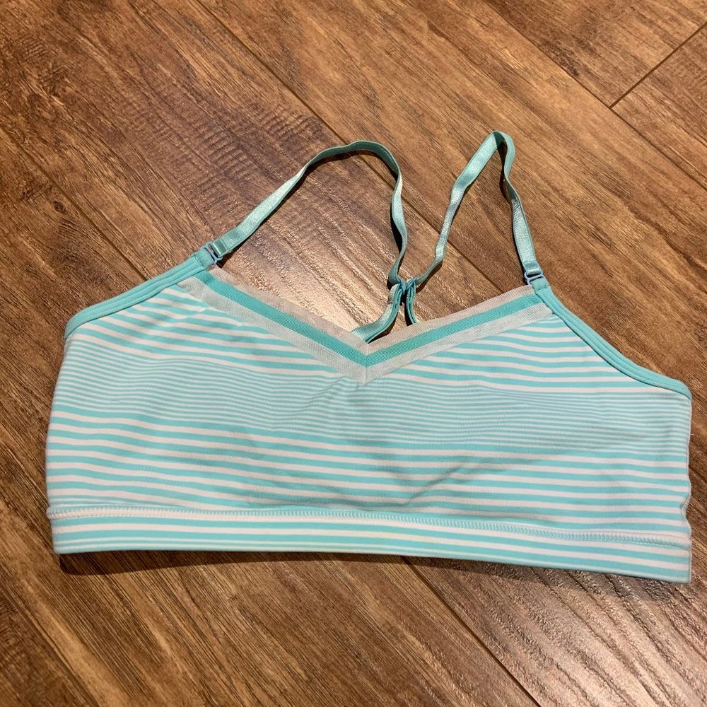 Lululemon blue and white striped sports bra